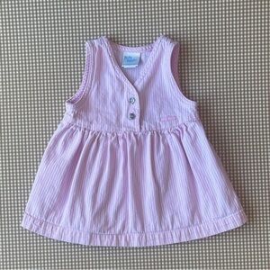 Vintage OshKosh Pinstripes Pink/White dress. Size 12 months. Made in USA